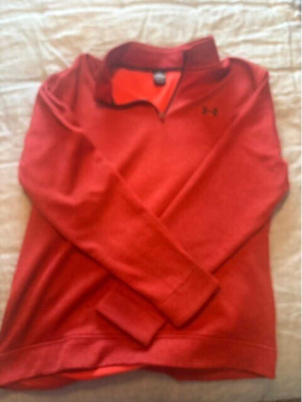 Under Armour red quarter-zip long sleeve top